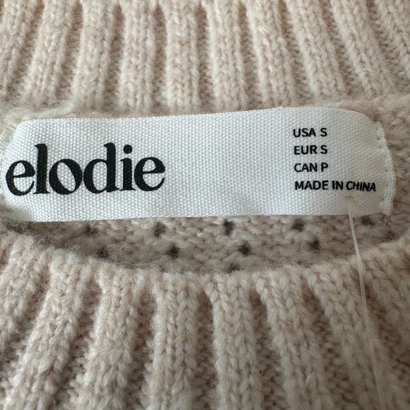 Elodie Women’s Crew Neck Knit Pullover Cream Crop Sweater NWT Cozy size Small - Picture 3 of 7
